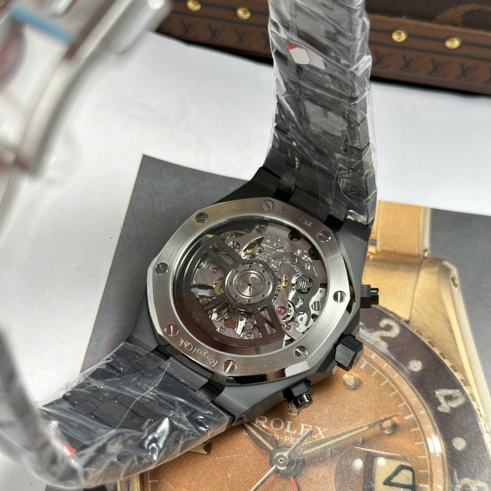 Audemars Piguet Watch Royal Oak Chronograph 26240 Black Ceramic Charcoal Blue Dial 41mm