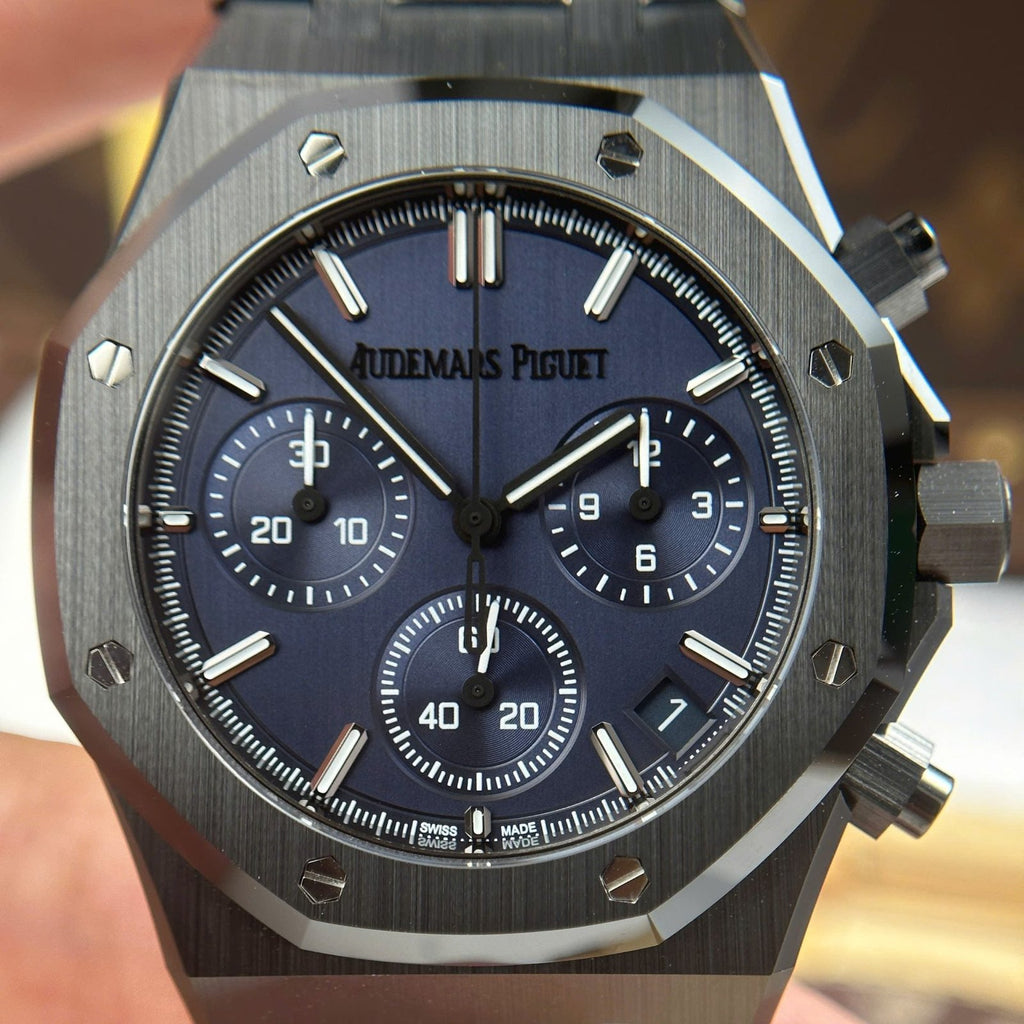 Audemars Piguet Watch Royal Oak Chronograph 26240 Black Ceramic Charcoal Blue Dial 41mm