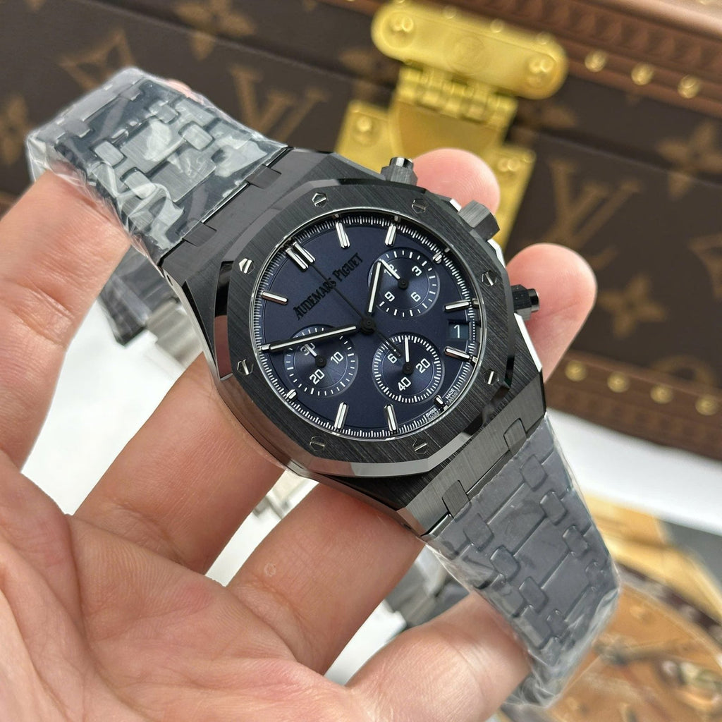 Audemars Piguet Watch Royal Oak Chronograph 26240 Black Ceramic Charcoal Blue Dial 41mm