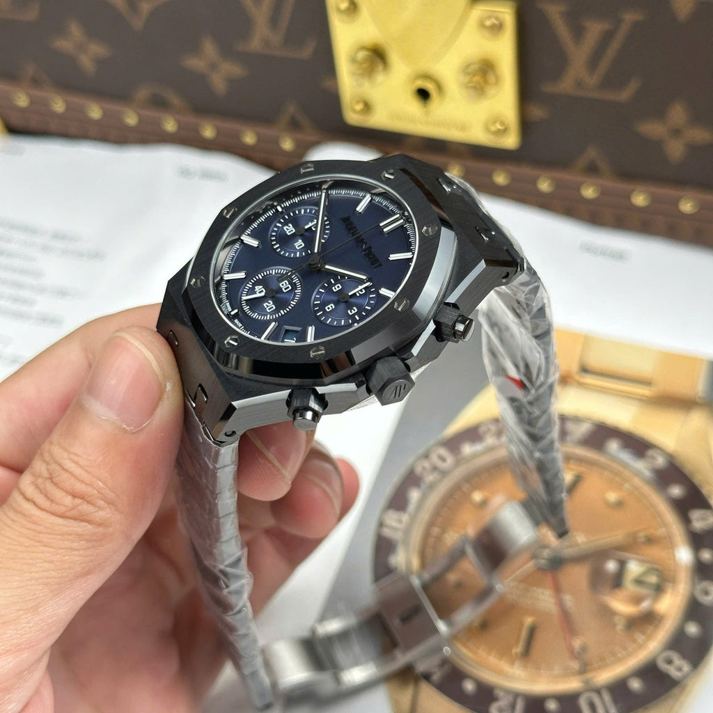Audemars Piguet Watch Royal Oak Chronograph 26240 Black Ceramic Charcoal Blue Dial 41mm