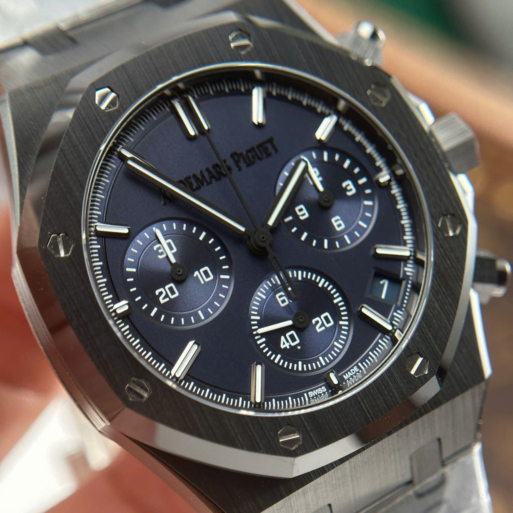 Audemars Piguet Watch Royal Oak Chronograph 26240 Black Ceramic Charcoal Blue Dial 41mm
