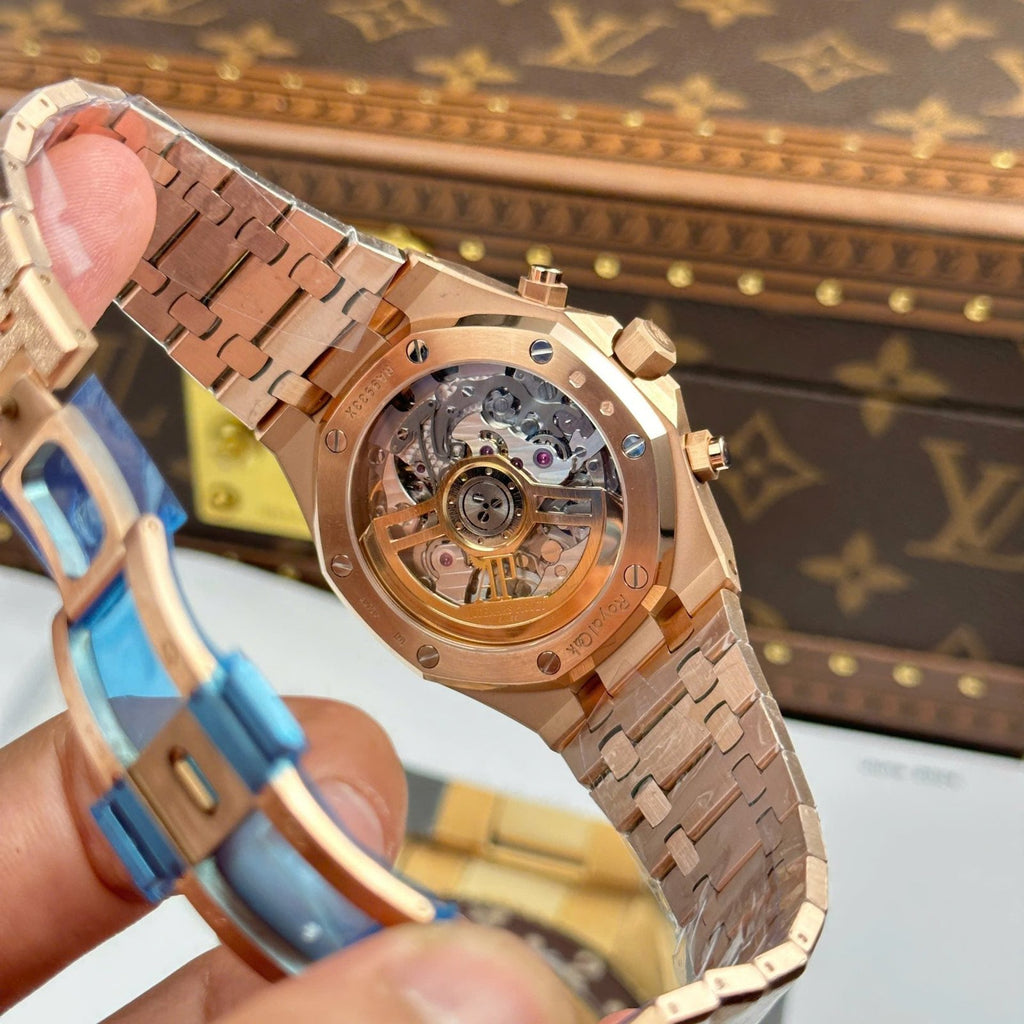 Audemars Piguet Watch Royal Oak Chronograph Frosted Gold 26240 Blue Dial 41mm