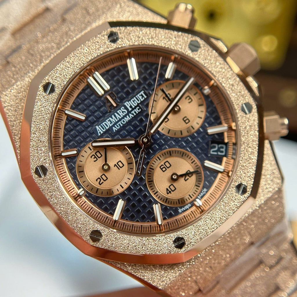 Audemars Piguet Watch Royal Oak Chronograph Frosted Gold 26240 Blue Dial 41mm
