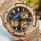 Audemars Piguet Watch Royal Oak Chronograph Frosted Gold 26240 Blue Dial 41mm