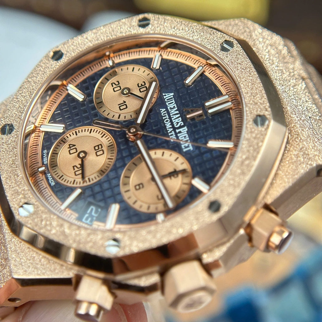 Audemars Piguet Watch Royal Oak Chronograph Frosted Gold 26240 Blue Dial 41mm