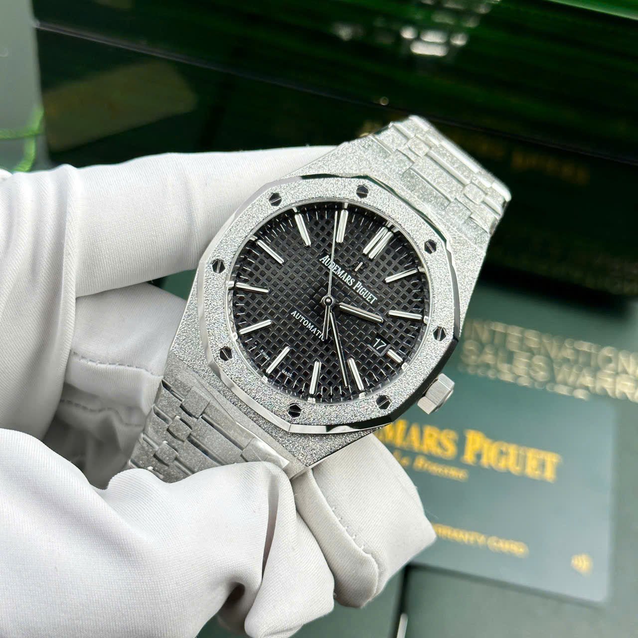 Audemars Piguet Watch Royal Oak Frosted Gold 15410BC Dial Black 41mm