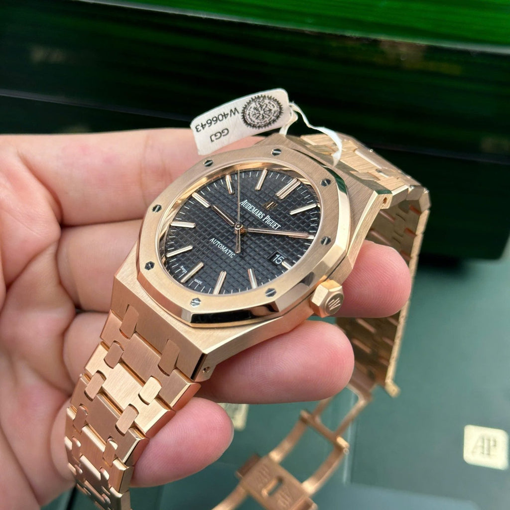 Audemars Piguet Watch Royal Oak 15400 Gold Wrapped Black Dial 41mm