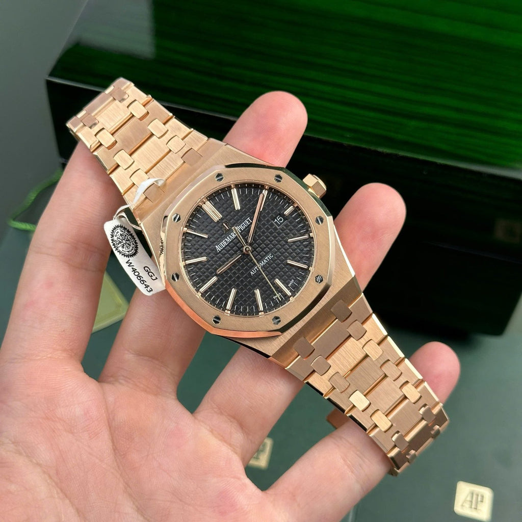 Audemars Piguet Watch Royal Oak 15400 Gold Wrapped Black Dial 41mm