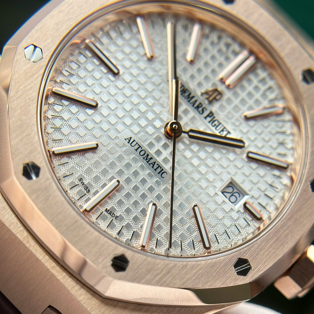 Audemars Piguet Royal Oak 15400 Rose Gold Watch White Dial 41mm