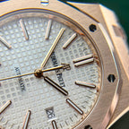 Audemars Piguet Royal Oak 15400 Rose Gold Watch White Dial 41mm