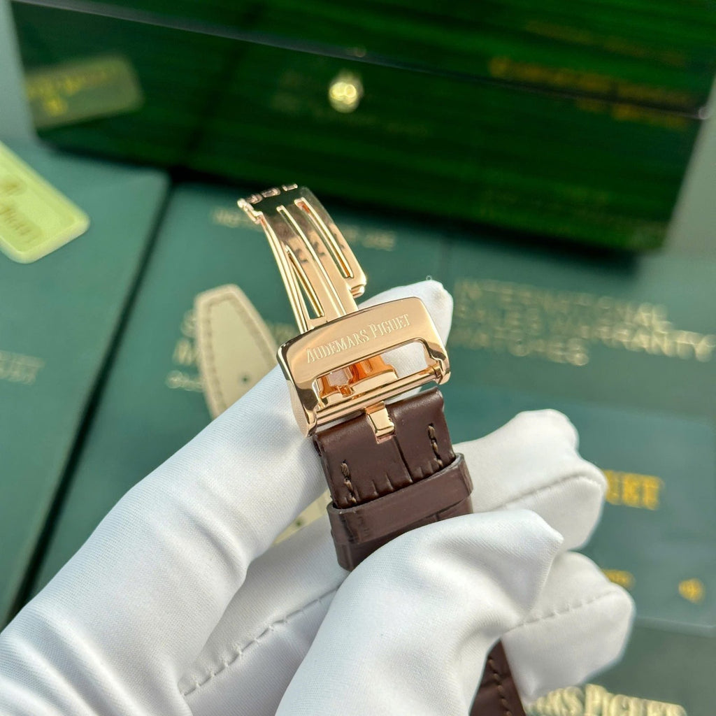 Audemars Piguet Royal Oak 15400 Rose Gold Watch White Dial 41mm