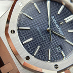 Audemars Piguet Royal Oak 15400ST Watch Blue Dial Rubber Strap 41mm