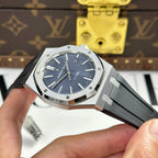 Audemars Piguet Royal Oak 15400ST Watch Blue Dial Rubber Strap 41mm