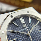 Audemars Piguet Royal Oak 15400ST Watch Blue Dial Rubber Strap 41mm