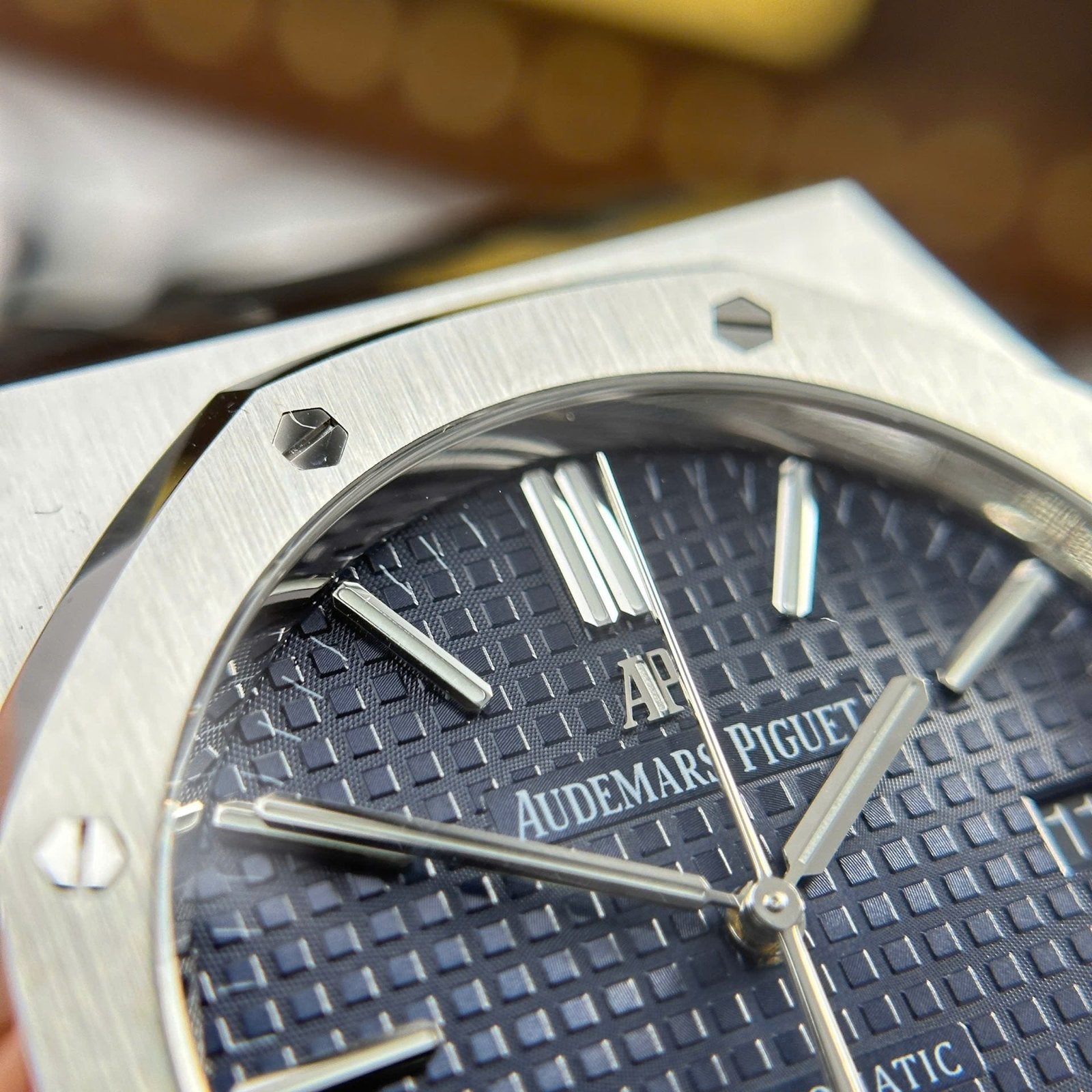 Audemars Piguet Royal Oak 15400ST Watch Blue Dial Rubber Strap 41mm
