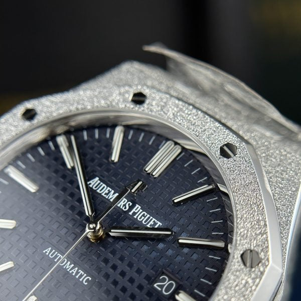 Audemars Piguet Royal Oak 15410 Frosted Gold Watch Blue Dial 41mm