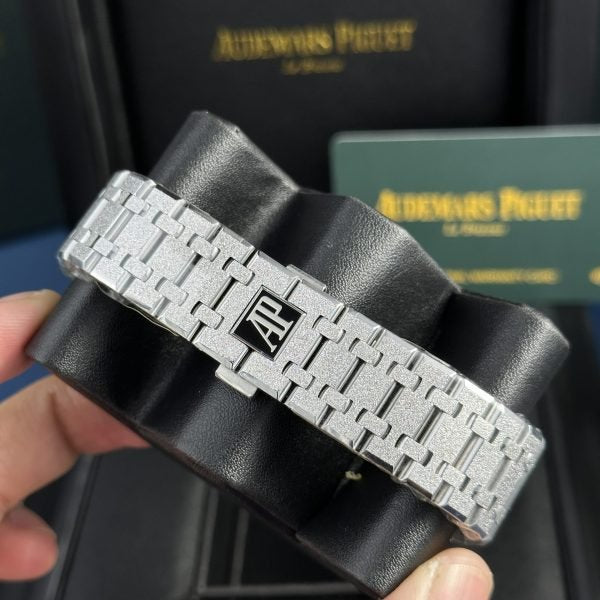 Audemars Piguet Royal Oak 15410 Frosted Gold Watch Blue Dial 41mm
