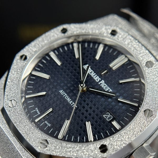 Audemars Piguet Royal Oak 15410 Frosted Gold Watch Blue Dial 41mm