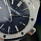 Audemars Piguet Royal Oak 15410 Frosted Gold Watch Blue Dial 41mm