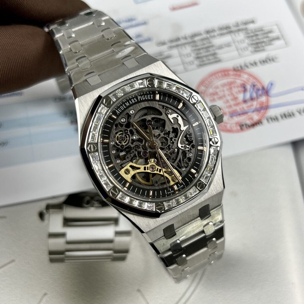 Audemars Piguet Royal Oak 15412BC Skeleton Moissanite Watch 41mm