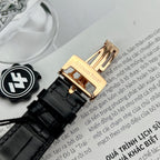 Audemars Piguet Royal Oak 15500OR Watch Rose Gold Wrapped Black Leather Strap 41mm