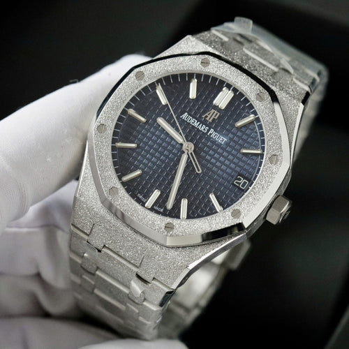 Audemars Piguet Royal Oak 15500ST Frosted Gold Watch Dial Blue 41mm