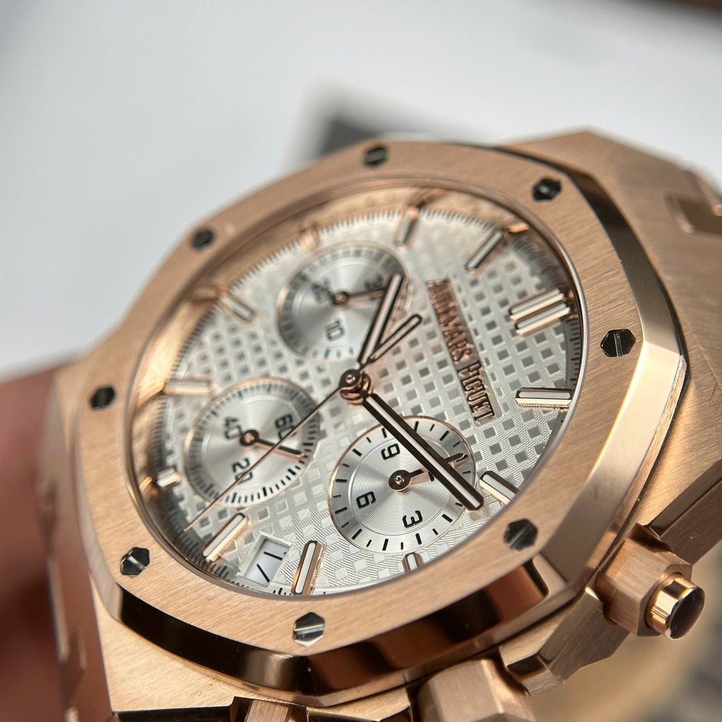 Audemars Piguet Watch Royal Oak 26240 Rose Gold Dial White 41mm