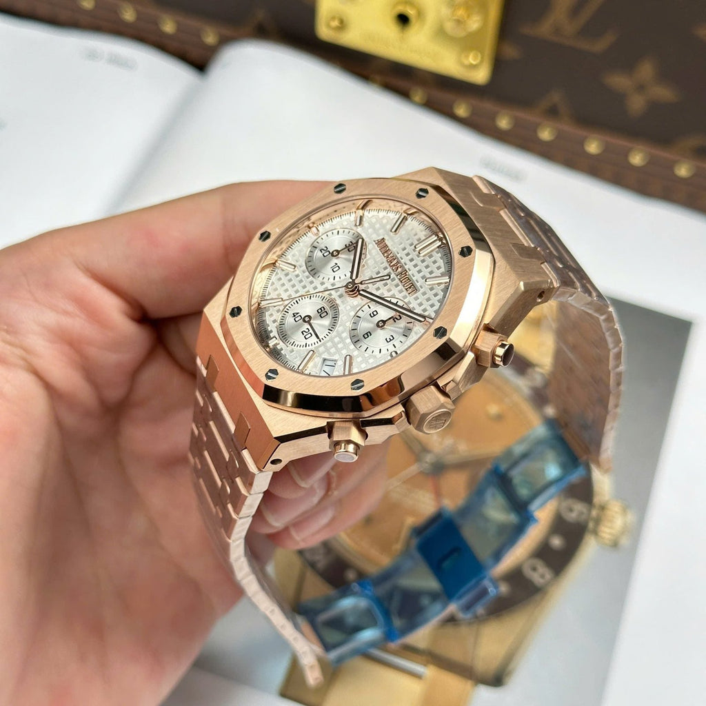 Audemars Piguet Watch Royal Oak 26240 Rose Gold Dial White 41mm