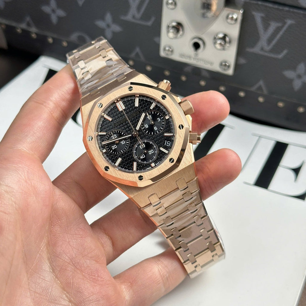 Audemars Piguet Watch Royal Oak 26240 Rose Gold Dial Black 41mm