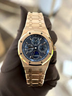 Audemars Piguet Royal Oak 26574OR Rose Gold Watch Blue Dial 41mm