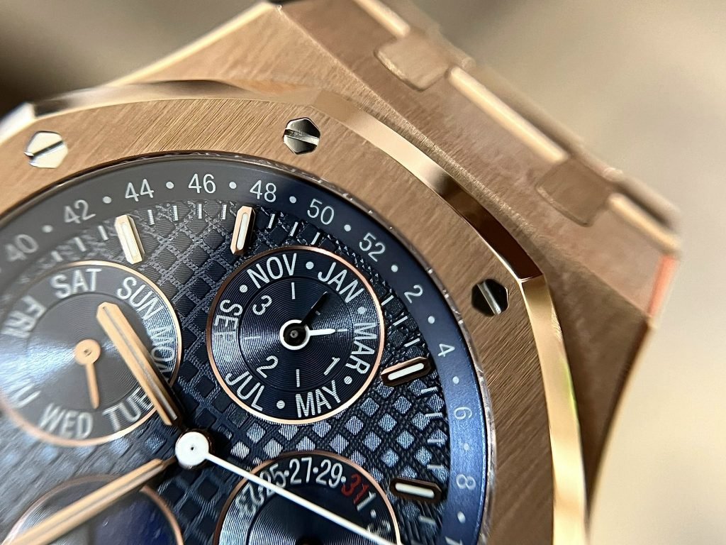 Audemars Piguet Royal Oak 26574OR Rose Gold Watch Blue Dial 41mm