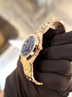 Audemars Piguet Royal Oak 26574OR Rose Gold Watch Blue Dial 41mm
