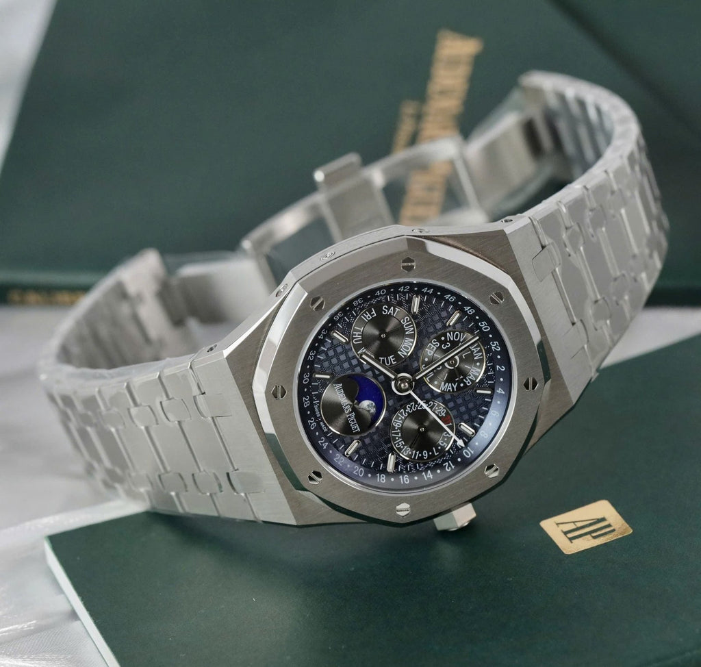 Audemars Piguet Royal Oak 26574TI Watch Blue Dial Metal Wire 41mm