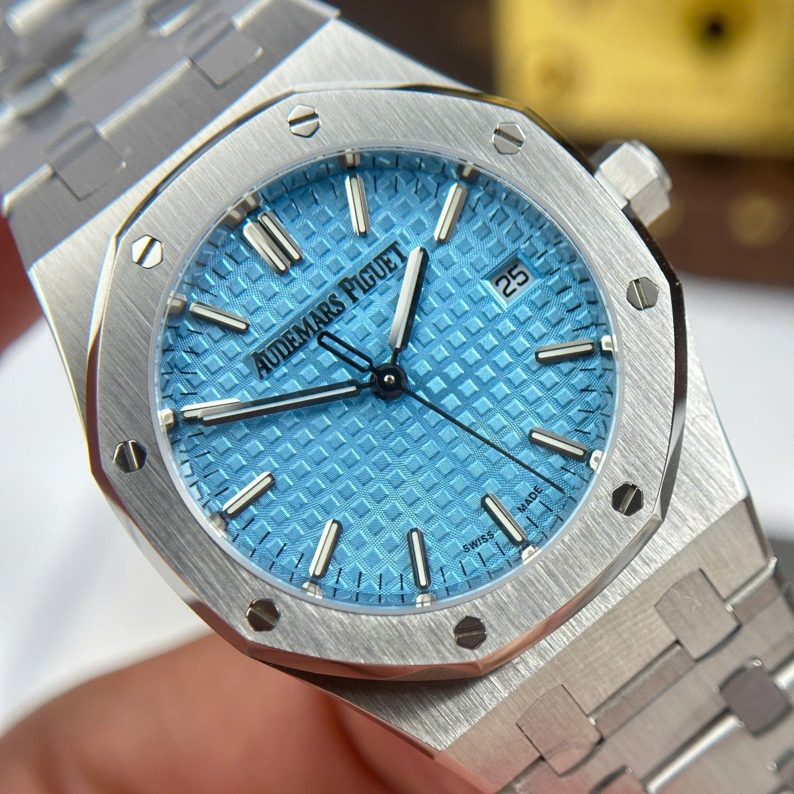 Audemars Piguet Royal Oak 77450 Watch Tiffany Dial Metal Wire 34mm