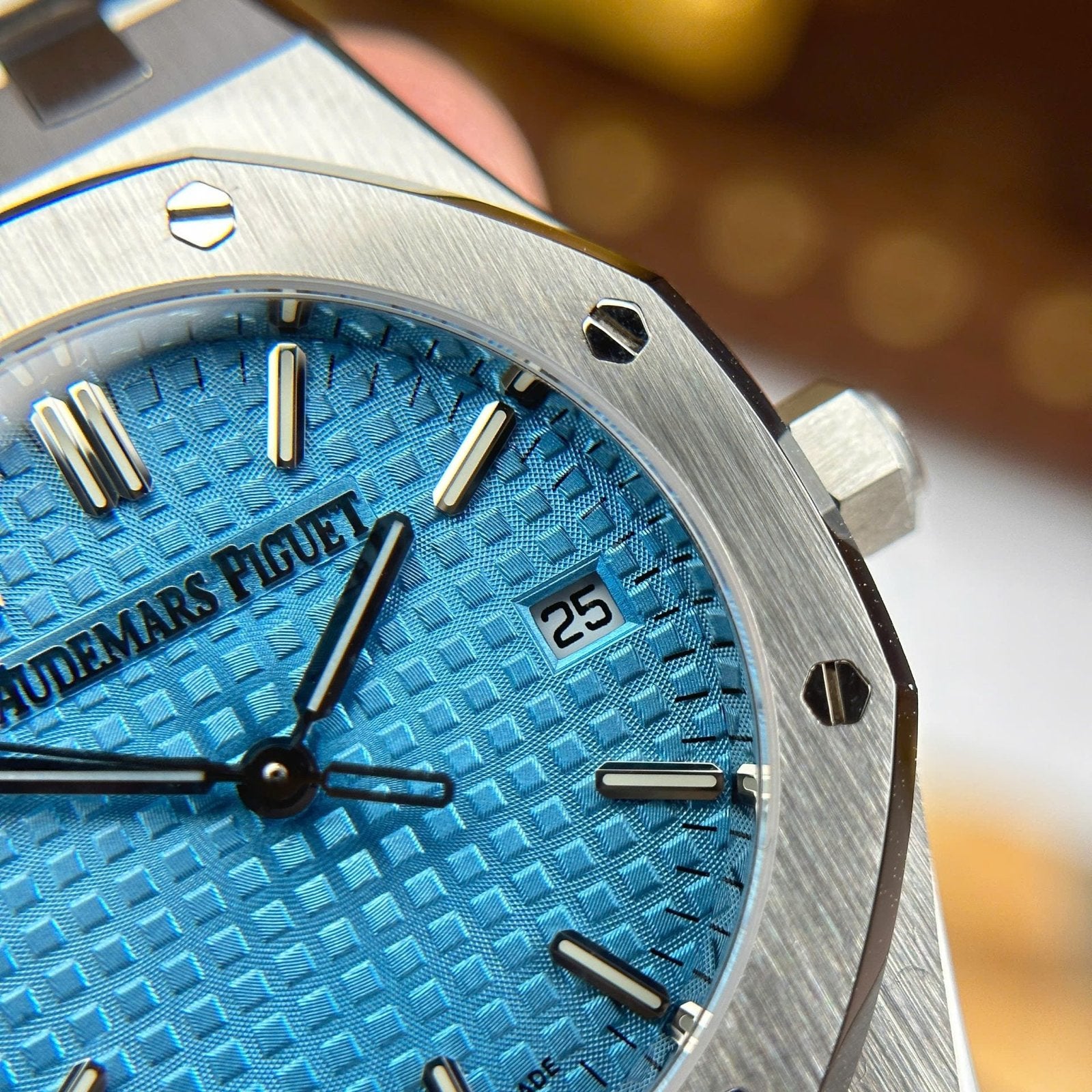 Audemars Piguet Royal Oak 77450 Watch Tiffany Dial Metal Wire 34mm