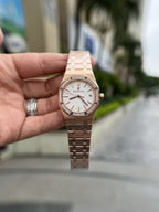 Audemars Piguet Watch Royal Oak Rose Gold White Dial 34mm