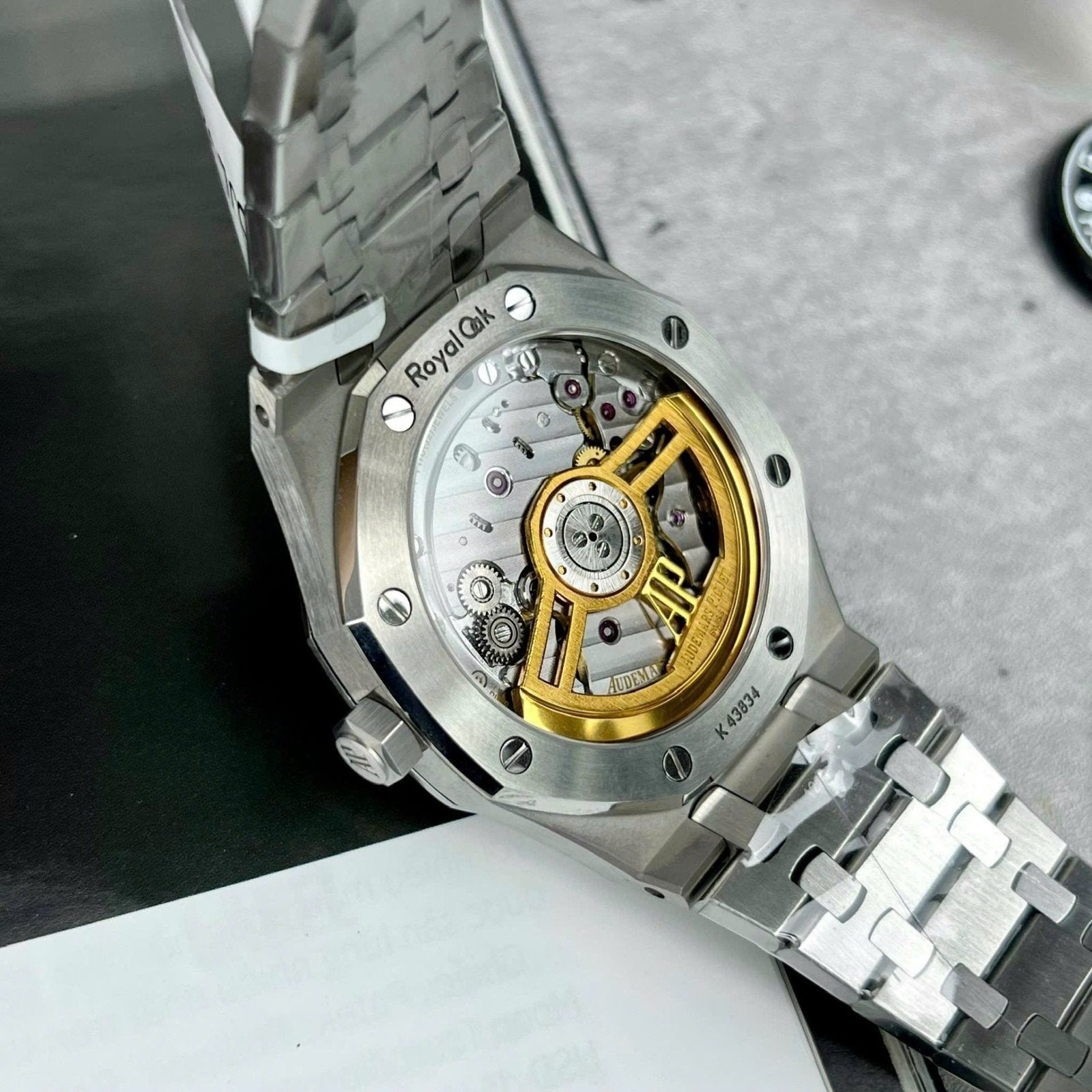 Audemars Piguet Watch Royal Oak 15500 Dial Blue Moissanite Diamonds 41mm