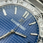 Audemars Piguet Watch Royal Oak 15500 Dial Blue Moissanite Diamonds 41mm