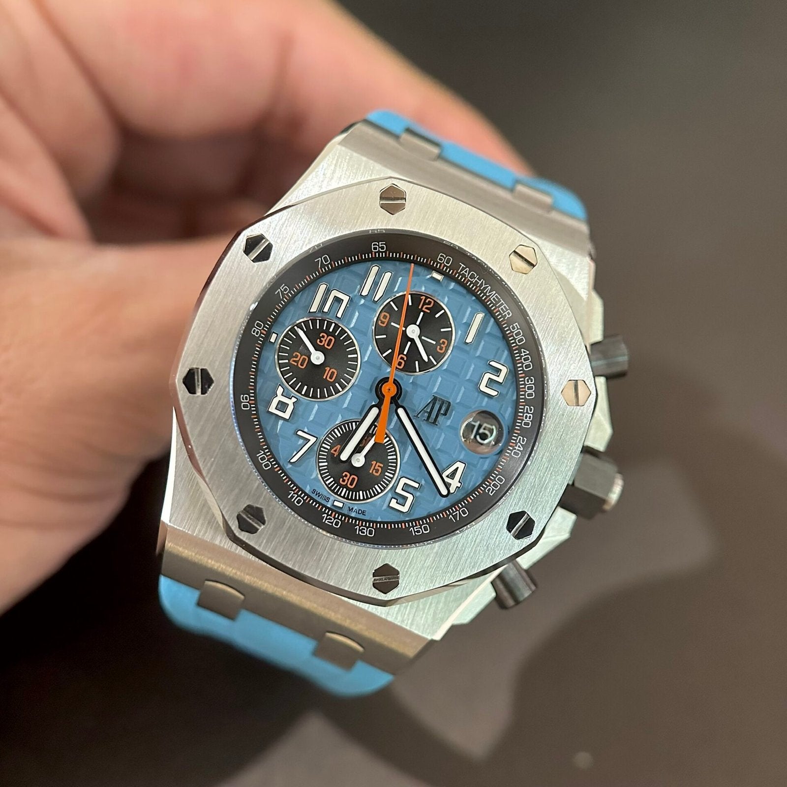 Audemars Piguet Watch Royal Oak Offshore 26238ST Blue Rubber Strap 42mm