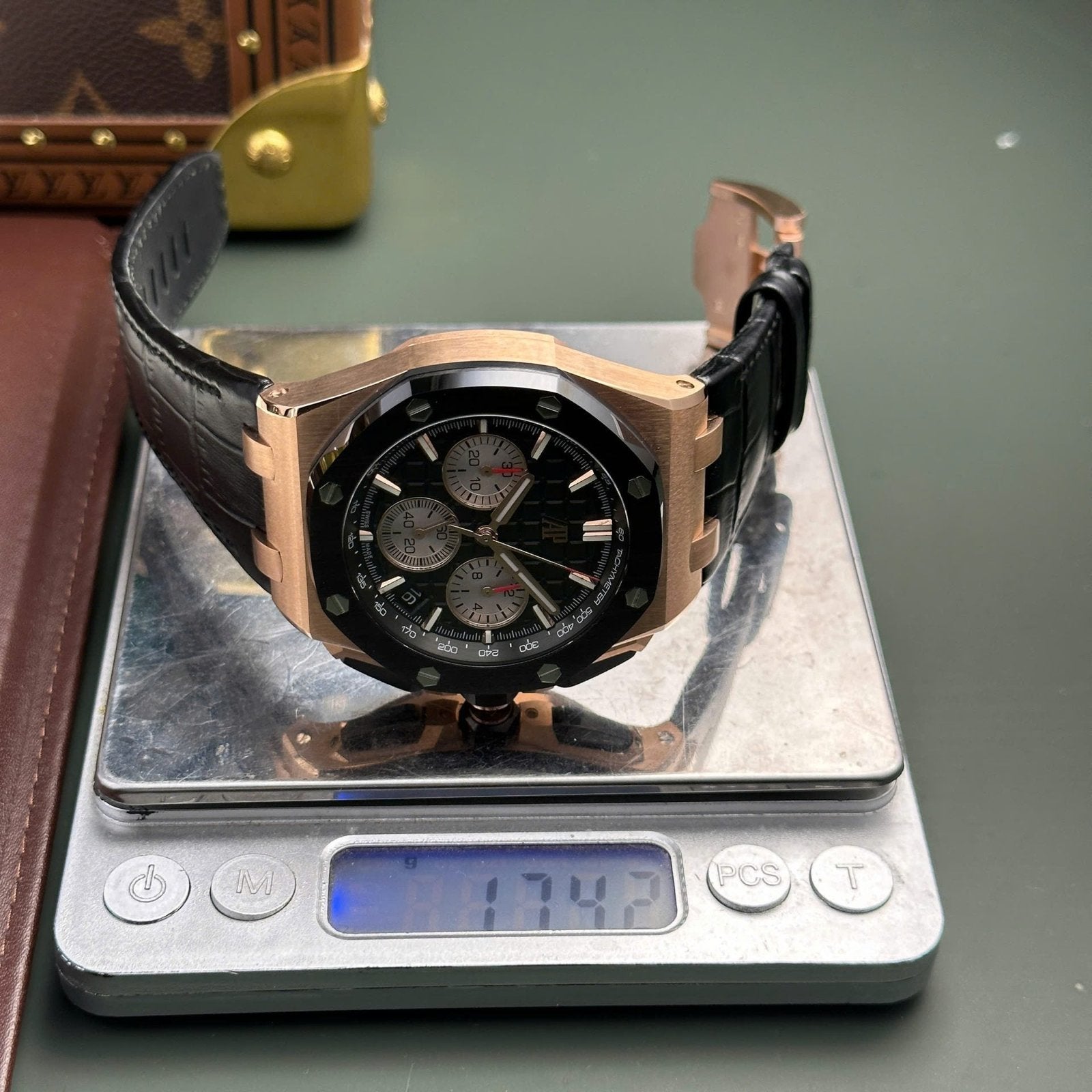 Audemars Piguet Royal Oak Offshore Chronograph 26420 Rose Gold Watch Black Dial 43mm