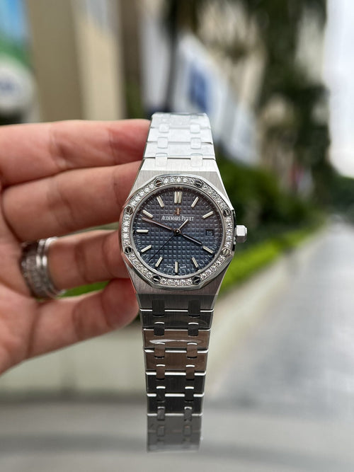 Audemars Piguet Watch Royal Oak Blue Dial Metal Wire 34mm