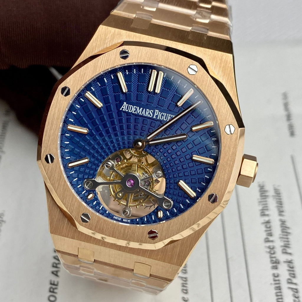 Audemars Piguet Watch Royal Oak Tourbillon Rose Gold 26522OR Dial Blue 41mm
