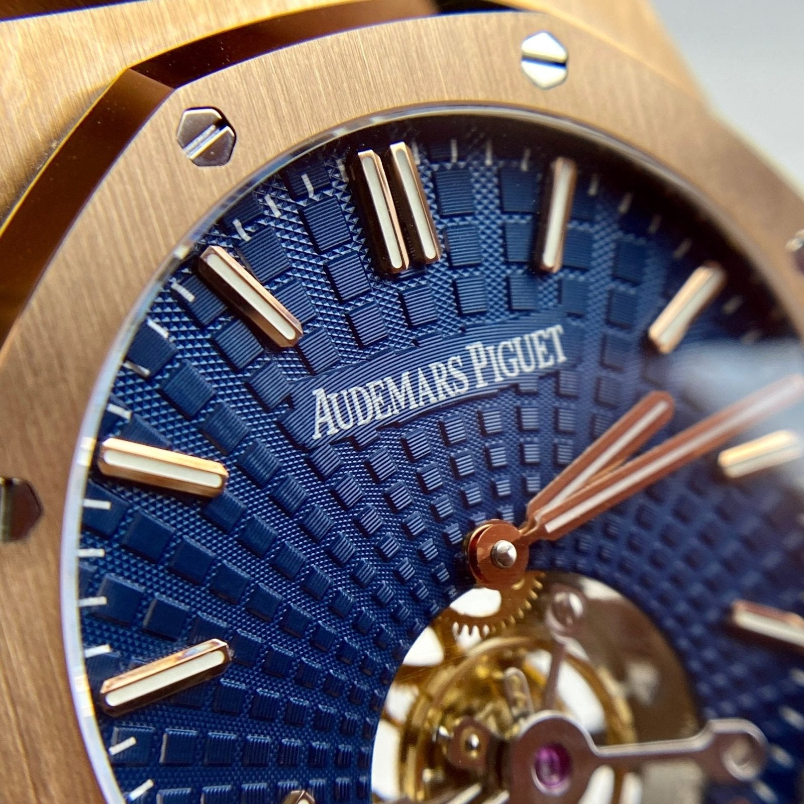 Audemars Piguet Watch Royal Oak Tourbillon Rose Gold 26522OR Dial Blue 41mm