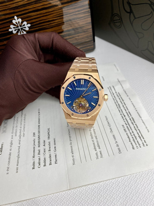 Audemars Piguet Watch Royal Oak Tourbillon Rose Gold 26522OR Dial Blue 41mm