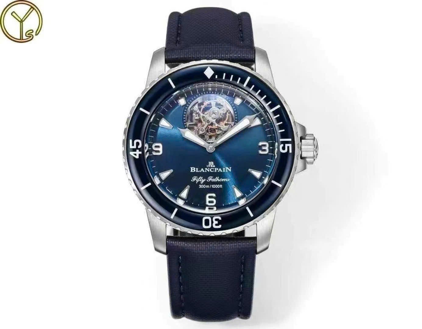 Blancpain Fifty Fathoms Tourbillon 8 Jours Watch Blue Dial 45mm