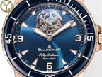 Blancpain Fifty Fathoms Tourbillon 8 Jours Watch Rose Gold Blue Dial 45mm