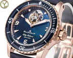 Blancpain Fifty Fathoms Tourbillon 8 Jours Watch Rose Gold Blue Dial 45mm