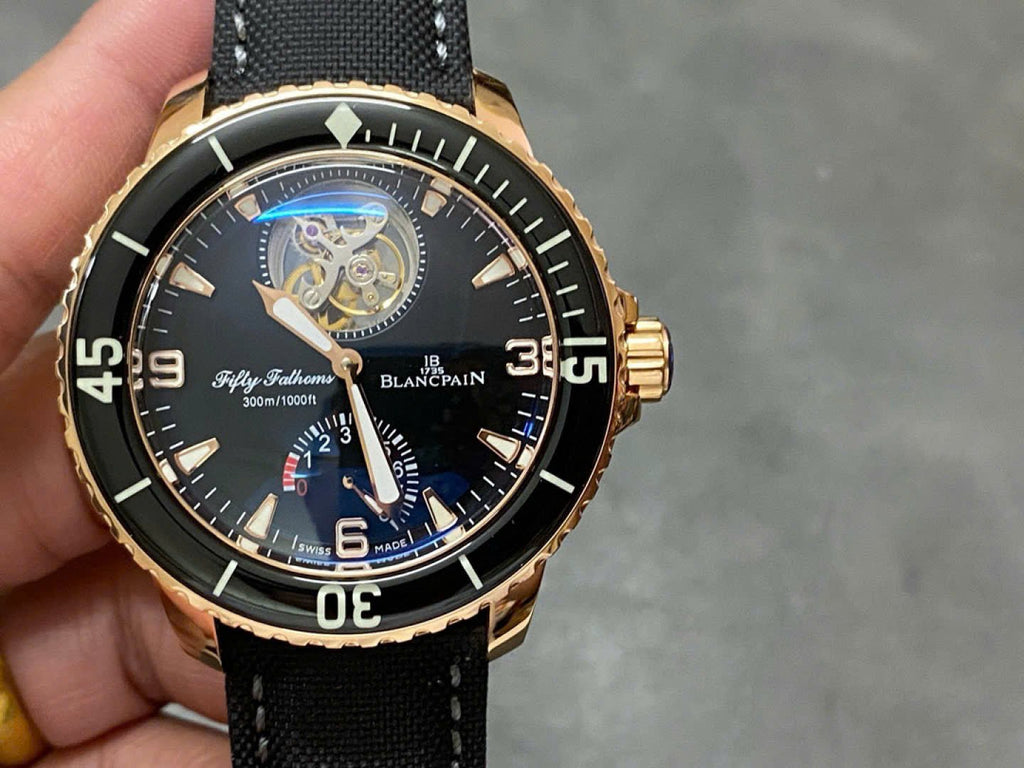 Blancpain Fifty Fathoms Tourbillon 8 Jours Watch Rose Gold Black Dial 45mm