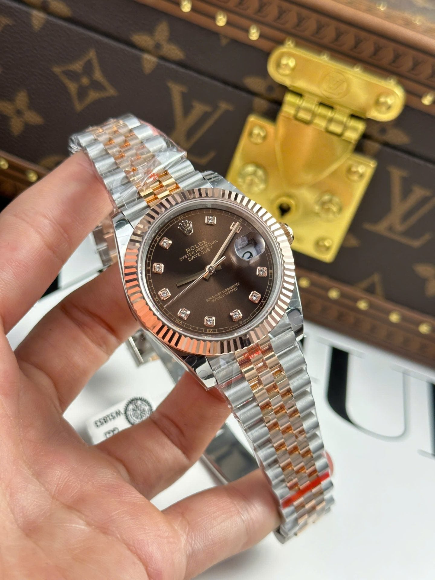 Rolex Watch DateJust Chocolate Dial Gold Wrapped 41mm