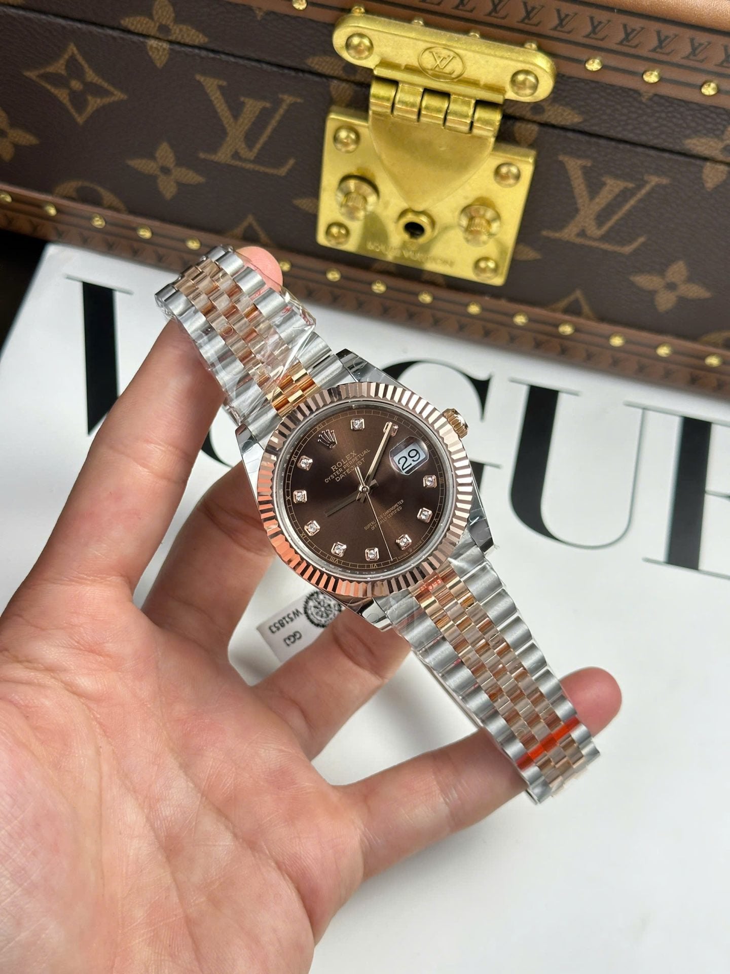 Rolex Watch DateJust Chocolate Dial Gold Wrapped 41mm